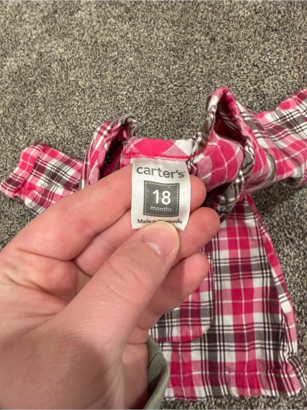 Carter's Pink and White Plaid Long-Sleeve Casual Dress